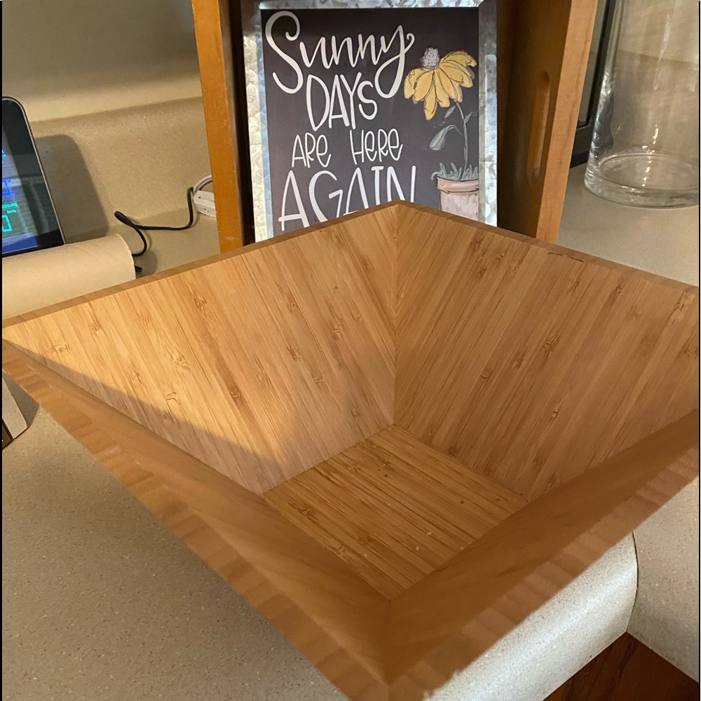 Pampered Chef large wooden bowl.